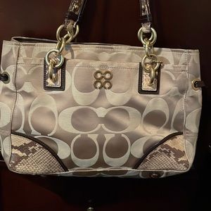 Super cute Coach snakeskin accent bag.